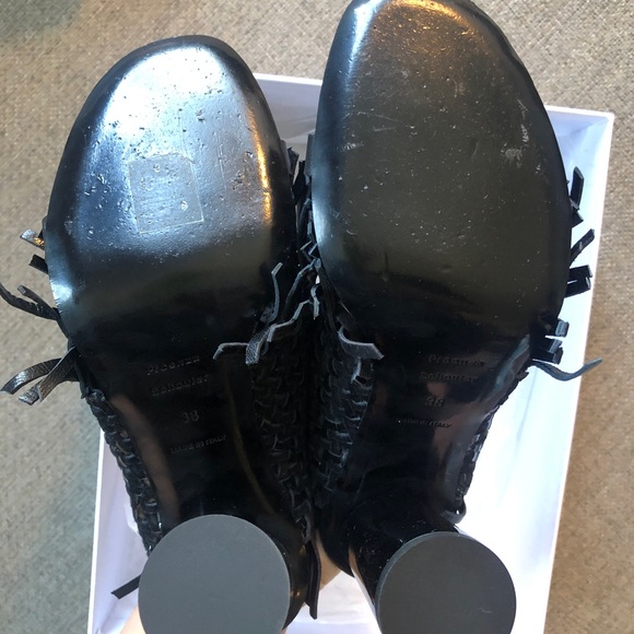 Proenza Schouler Black Woven Fringe Mules Sandals 38 - Picture 5 of 7